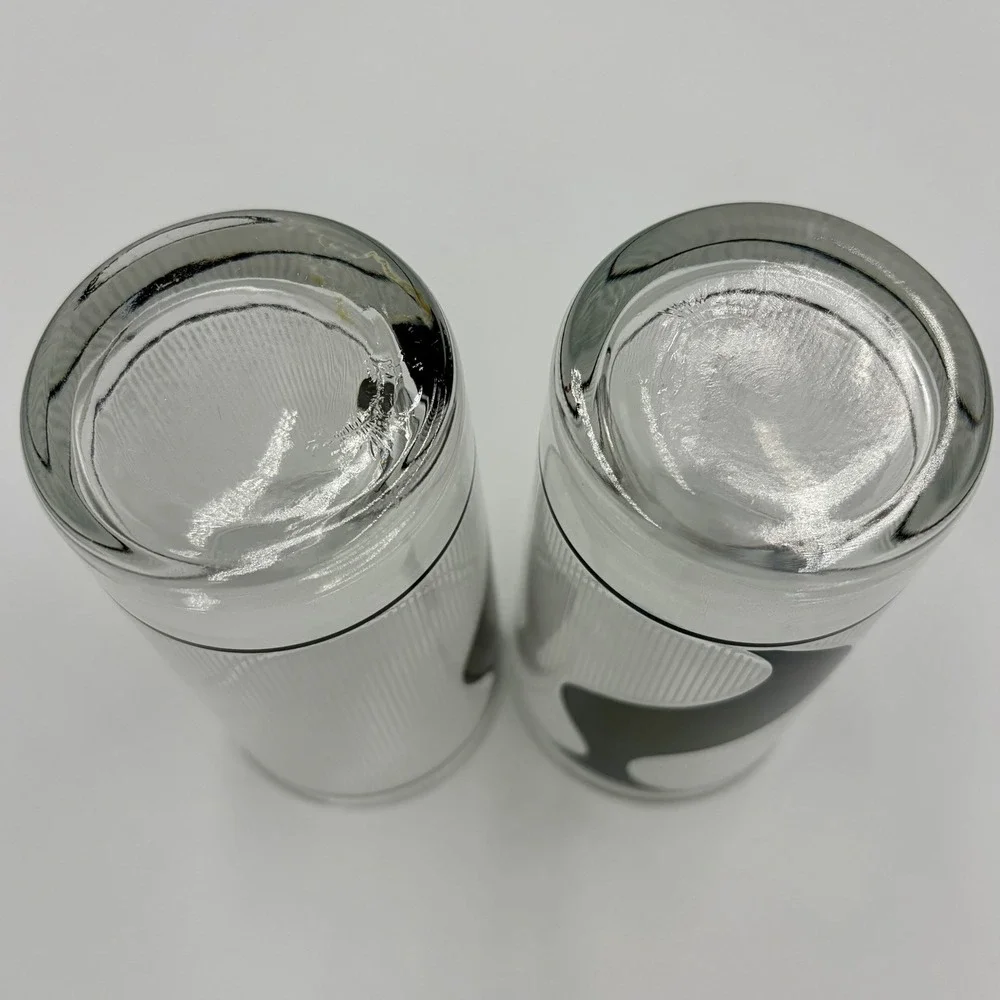 Set Of 2 Vtg 1989 Anchor Hocking Glasses Black White Retro Highball Bar Abstract